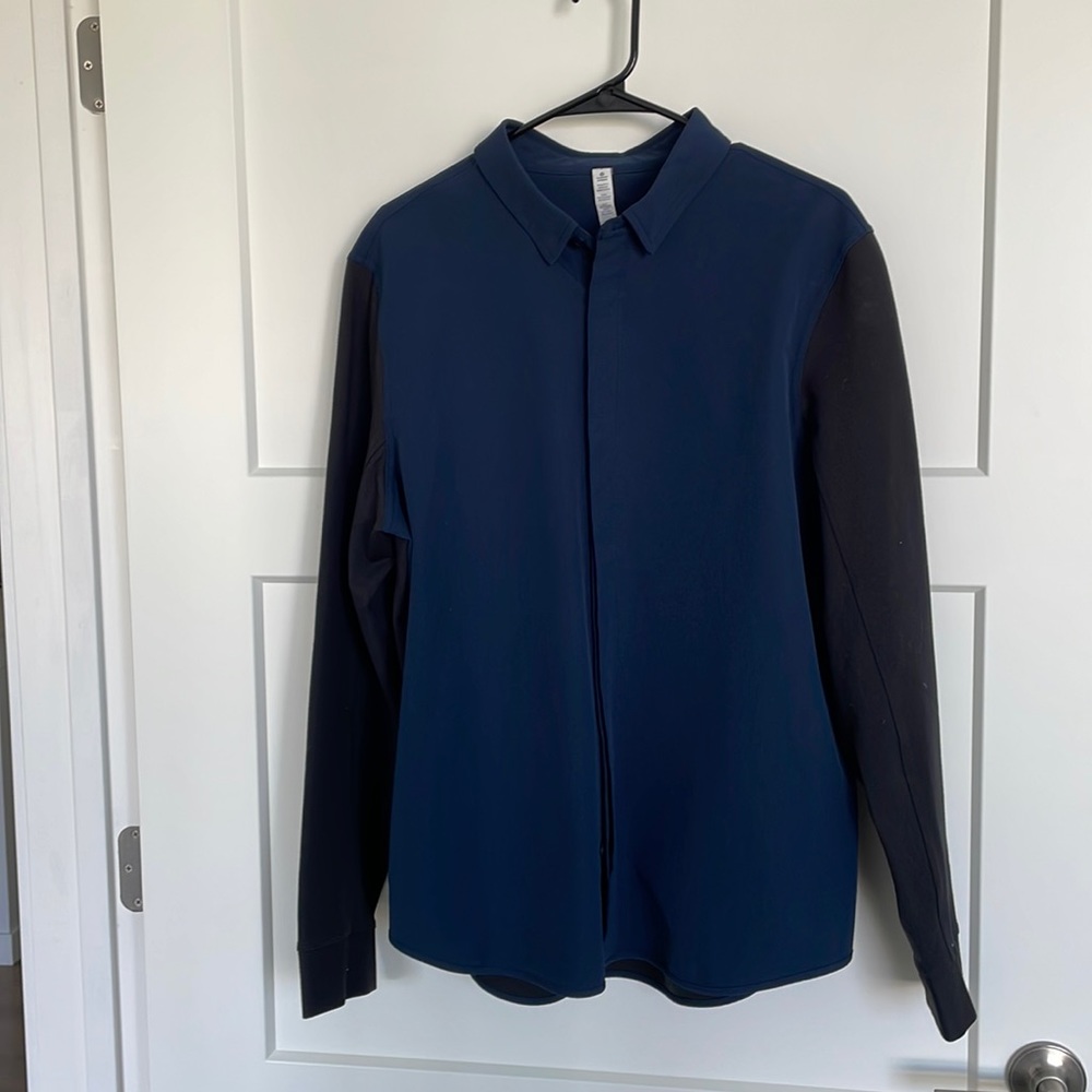 lululemon athletica Navy and Black Long Sleeve Button Shirt